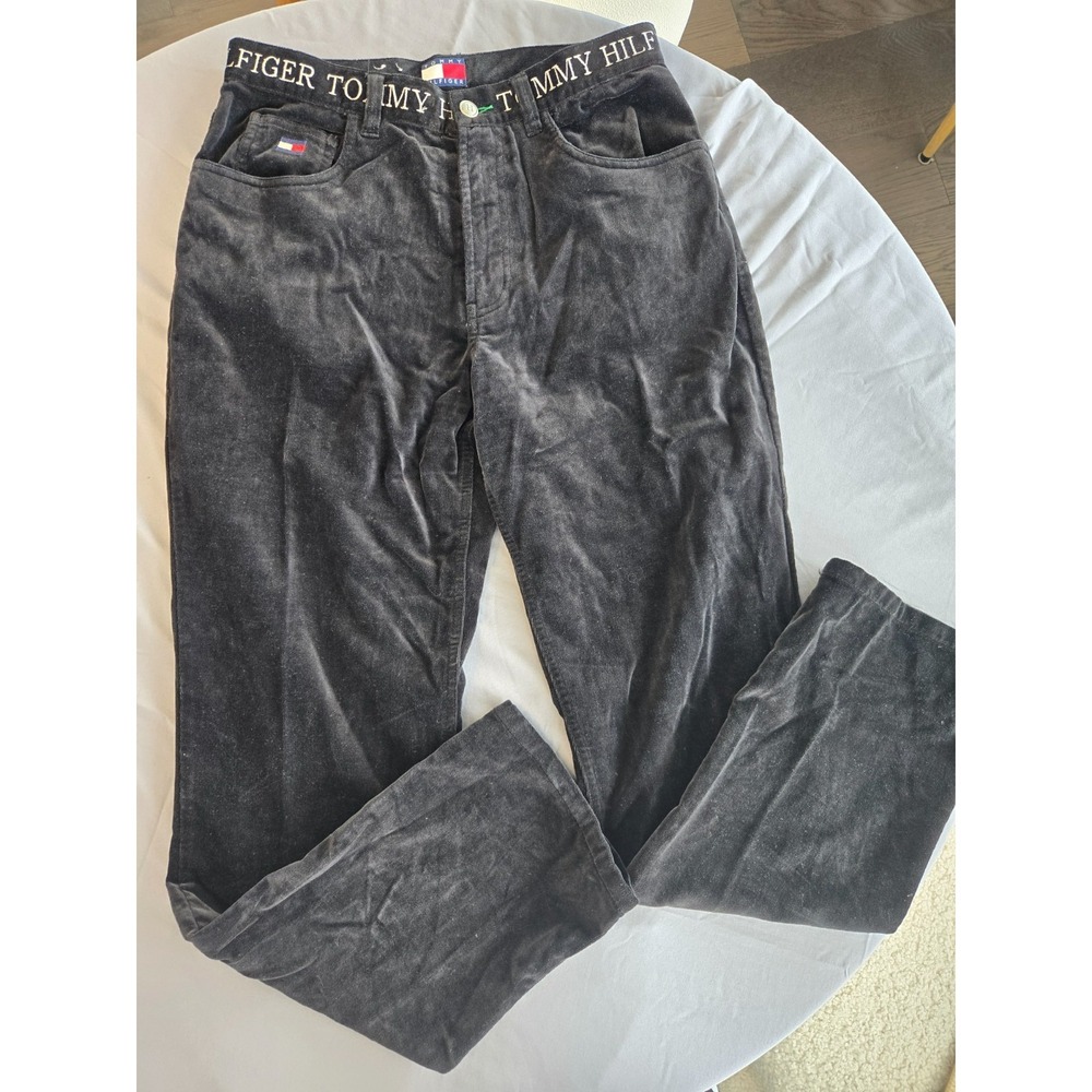Vintage Tommy Hilfiger Velvet Pants Black W's Sz 8 Classic Retro Quiet Lux 80s